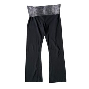 Y2K Fold Over Flare Yoga Pant Size XL Black Organic Bamboo Clean Girl Athleisure